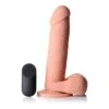 8 Inch Vibrating Remote Control Silicone Dildo With Balls - Flesh