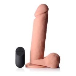 9 Inch Vibrating Remote Control Silicone Dildo With Balls Flesh