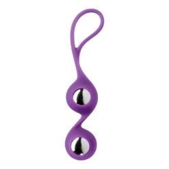 Duo Kegel Balls With Sleeve - Purple & Silver -Sexspielzeug duo kegel balls with sleeve purple silver3