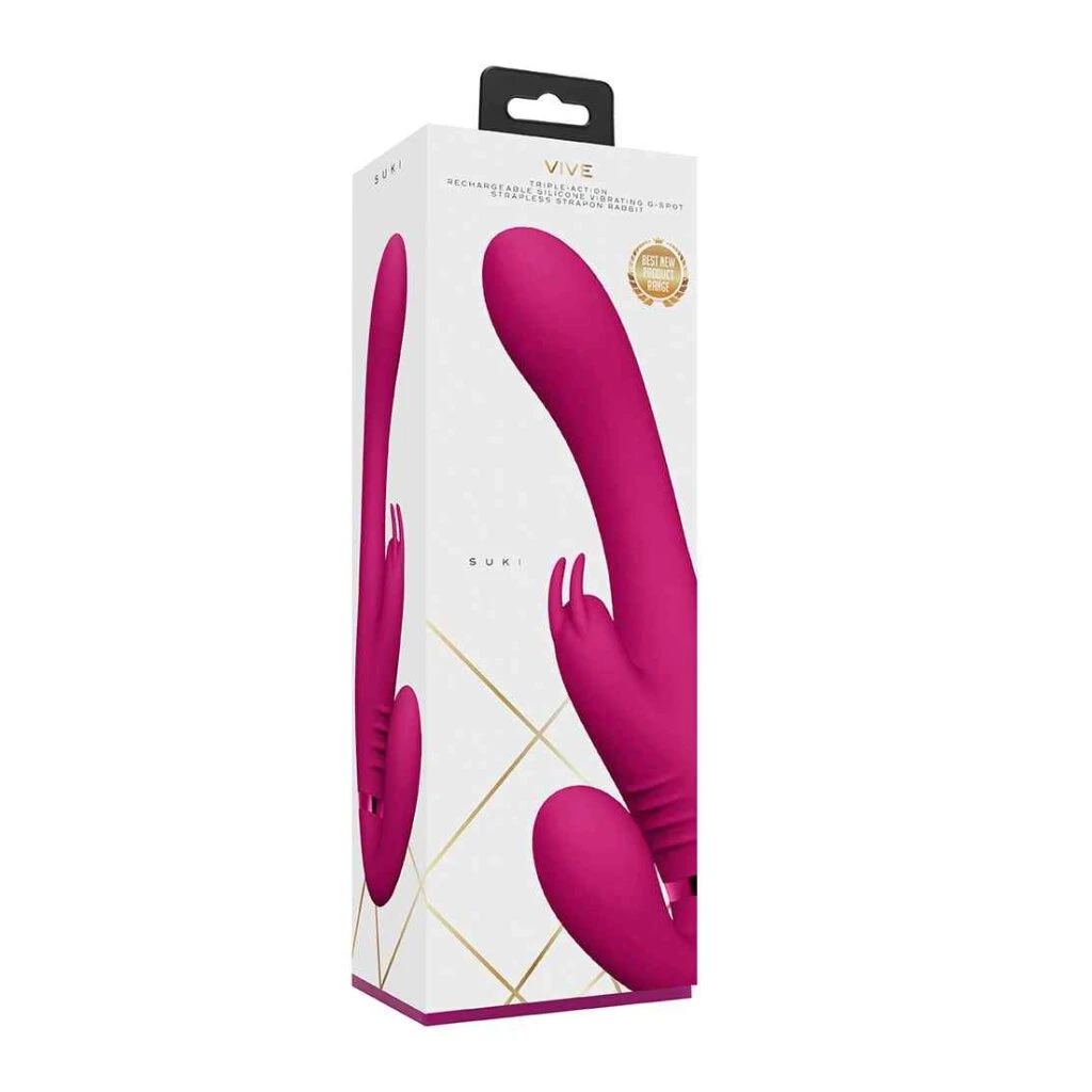 Vive Suki Vibrating Strapless Strap-on Rabbit Pink 8 Vive Suki Vibrating Strapless Strap-on Rabbit Pink – Bild 8