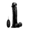 Vibrating Realistic Cock - 11" - With Scrotum - Black