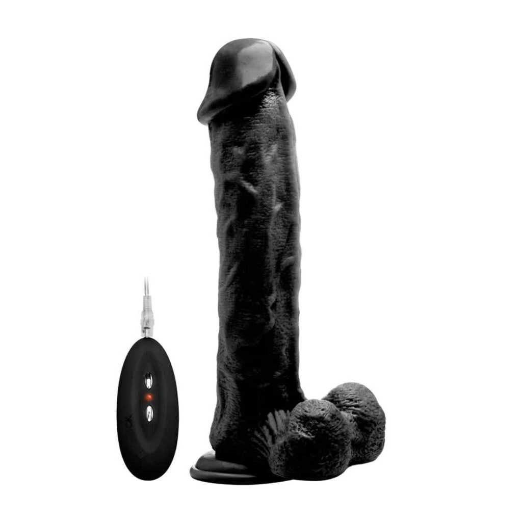 Vibrating Realistic Cock - 11" - With Scrotum - Black 1 Vibrating Realistic Cock - 11" - With Scrotum - Black