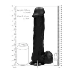 Vibrating Realistic Cock - 11" - With Scrotum - Black 24 Vibrating Realistic Cock - 11" - With Scrotum - Black -Sexspielzeug vibrating realistic cock 11 with scrotum black9